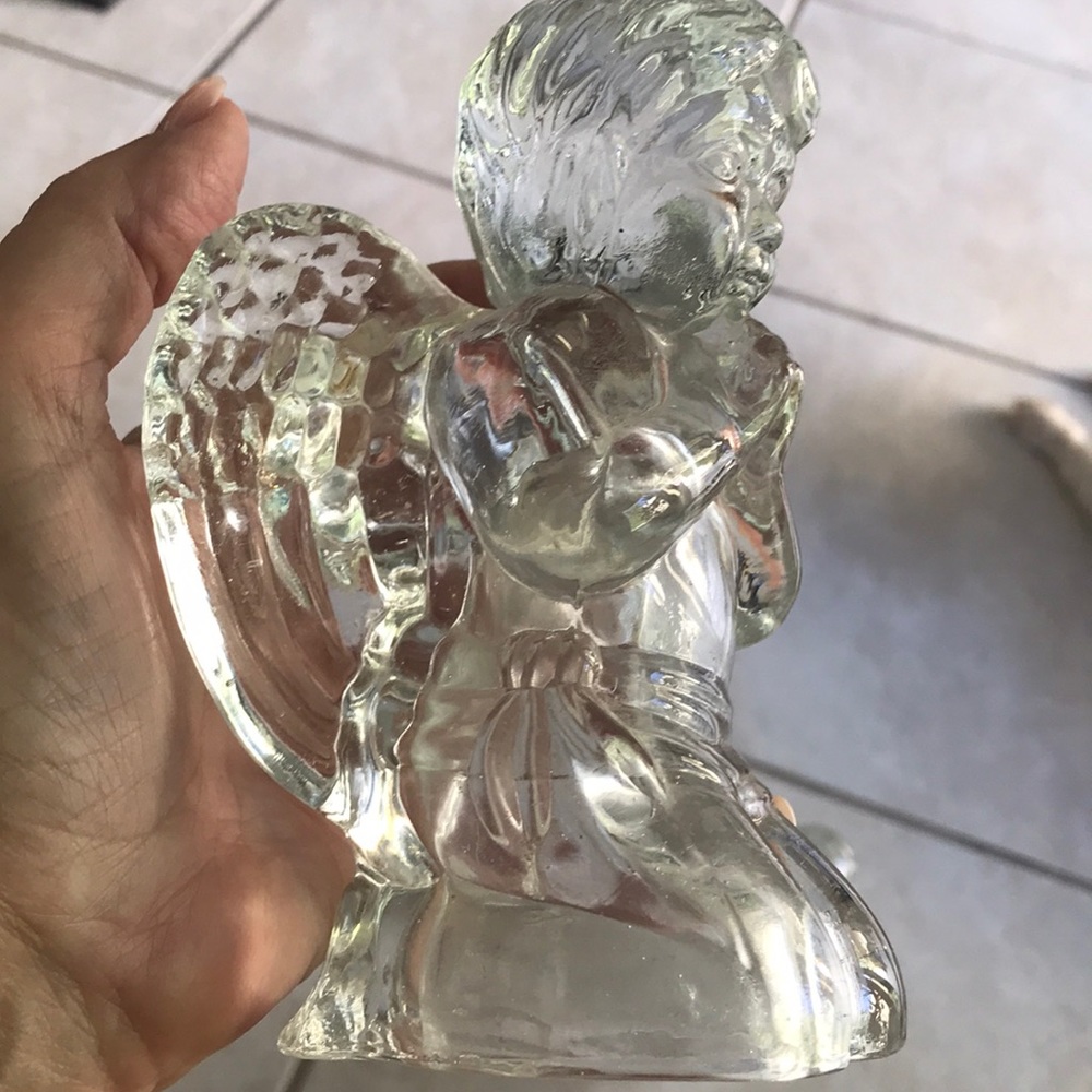 Pair of Clear Crystal  Angels  Candleholders - Picture 11 of 12